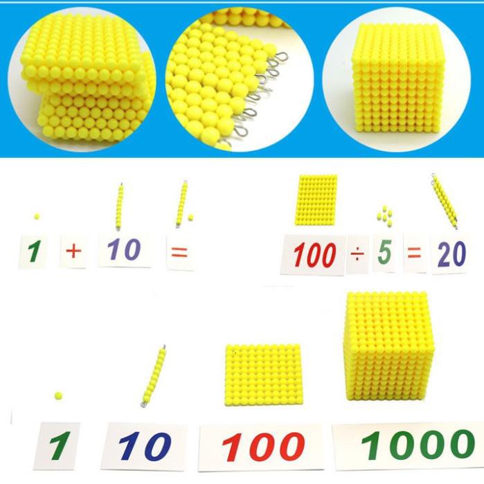 KHỐI 1000 HẠT CƯỜM VÀNG kèm thẻ- GOLDEN BEAD THOUSAND CUBE