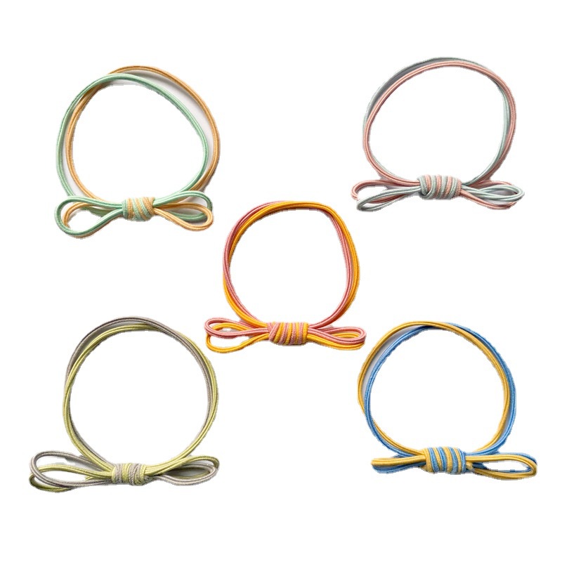 Set 5 Dây Buộc Tóc Thắt Nơ Nhiều Màu Sắc Co Giãn Dành Cho Nữ