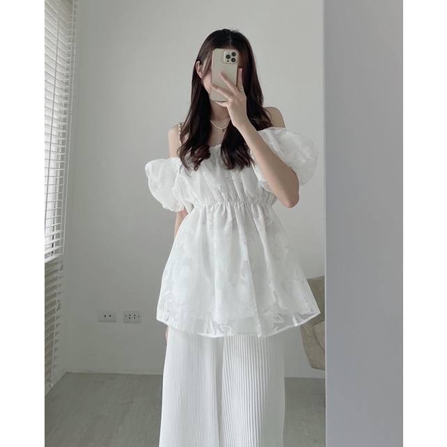 [NEW]ÁO REN TRỄ VAI TAY BỒNG CHIẾT EO “HIRU TOP”SIÊU XINH