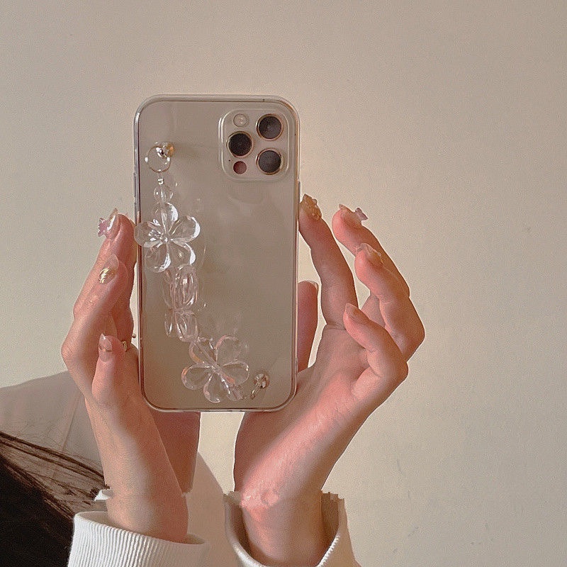 Ốp lưng điện thoại TPU dẻo hình bướm trong suốt có dây đeo chống va đập trượt cho for IPHONE 13 Pro Max 12 11 PRO MAX 78 PLUS Se20