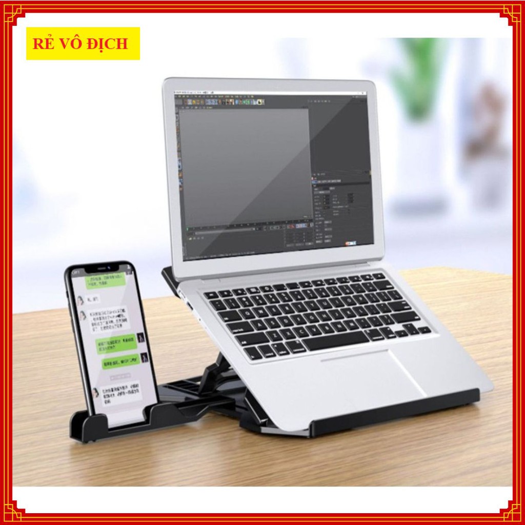 Giá Đỡ Tản Nhiệt N2 Cho Macbook, Laptop, iPad Kiêm Đỡ Kê Điện Thoại Bằng Nhựa ABS.