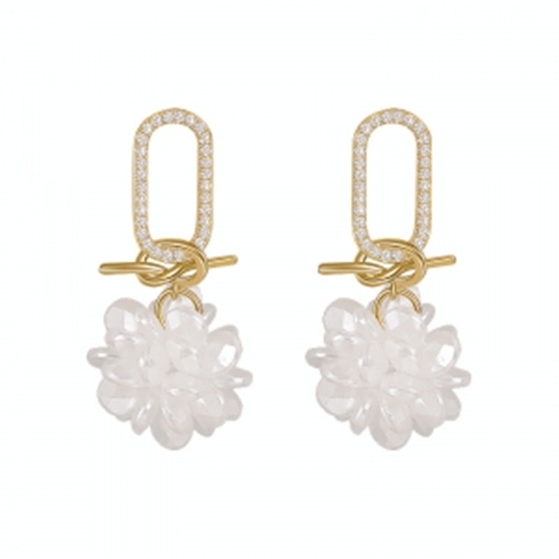 Bông Tai Mạ Bạc 925 Hình Cánh Hoa Trắng Cao Cấp Phong Cách Hàn Quốc