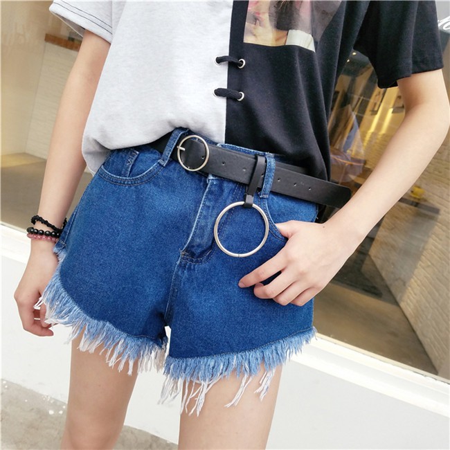 Thắt Lưng Da PU Khóa Tròn Kim Loại Thời Trang Hàn Quốc Cho Nữ