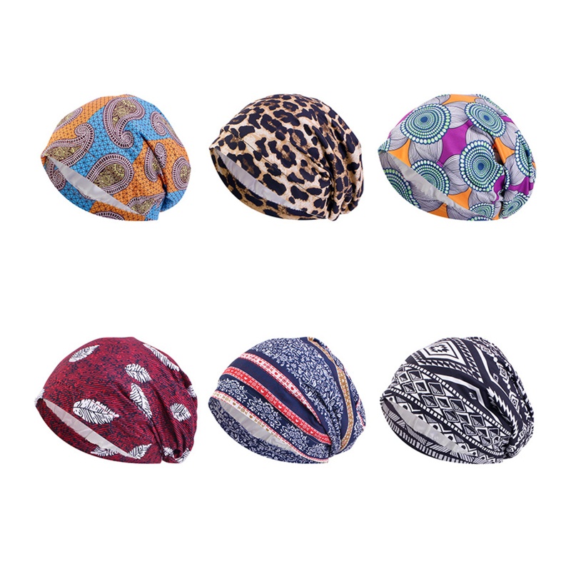 Khăn Choàng Đầu Hai Lớp Mềm Mại Thắt Nút Hoa Châu Phi Màu Đen Phong Cách Bohemia Hợp Thời Trang Cho Nữ