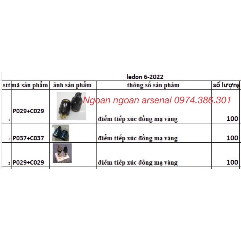 Jack nguồn audio mã 029 và 037 và FURUTECH