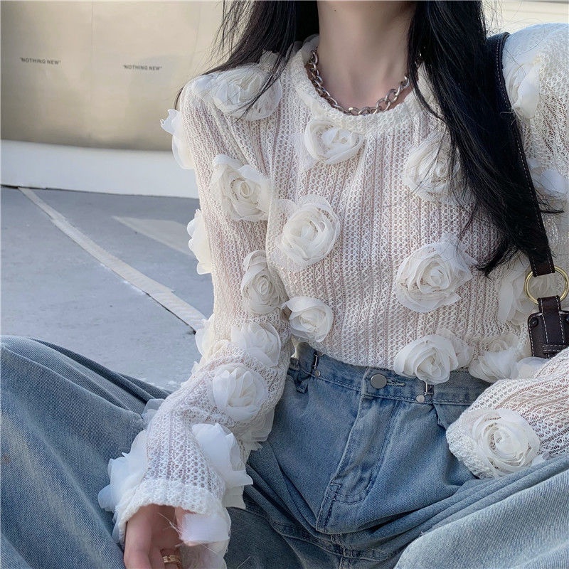 Áo Sơ Mi Nữ Tay Dài Phối Ren Thời Trang Xuân Hè Phong Cách Phương Tây Mới