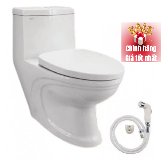 Bồn cầu 1 khối Viglacera V39 Xả Nhấn Nắp Êm V37 Tặng kèm vòi xịt nhựa VG826