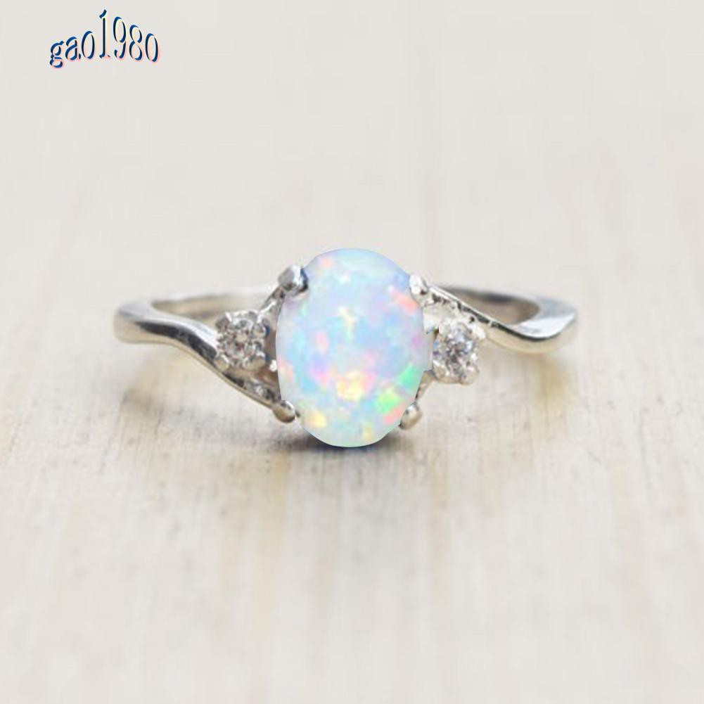 Nhẫn Đính Hôn Hợp Kim Đính Đá Opal Tinh Tế Thời Trang Cho Nữ