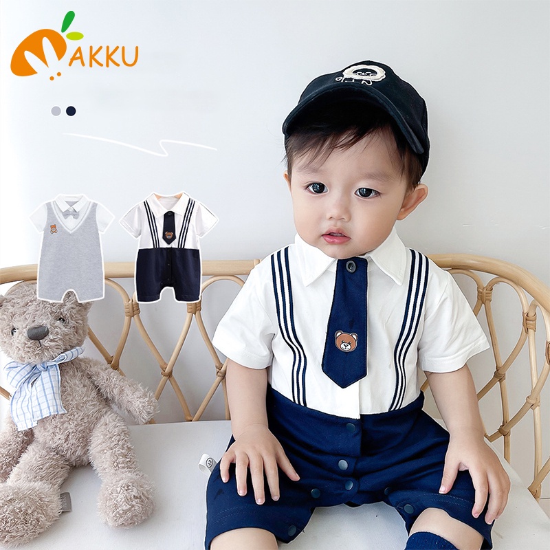 Bộ Áo Liền Quần Giả Hai Mảnh Tay Lửng In Họa Tiết Hoạt Hình Cho Bé Sơ Sinh