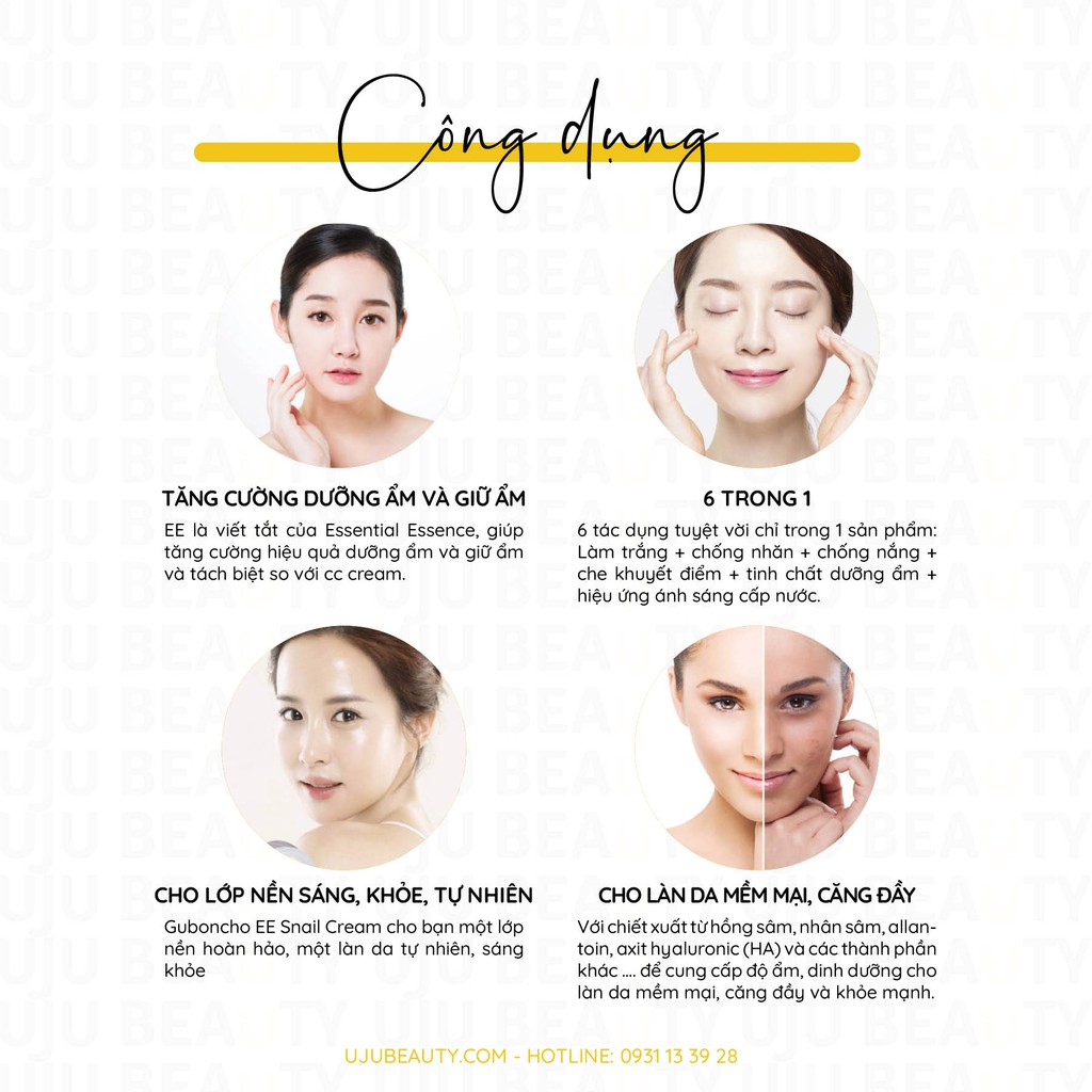 Kem Ốc Sên EE 6 in 1 Guboncho Snail EE Cream - làm trắng, chống nhăn, chống nắng, che khuyết điểm, dưỡng ẩm, cấp ẩm | BigBuy360 - bigbuy360.vn