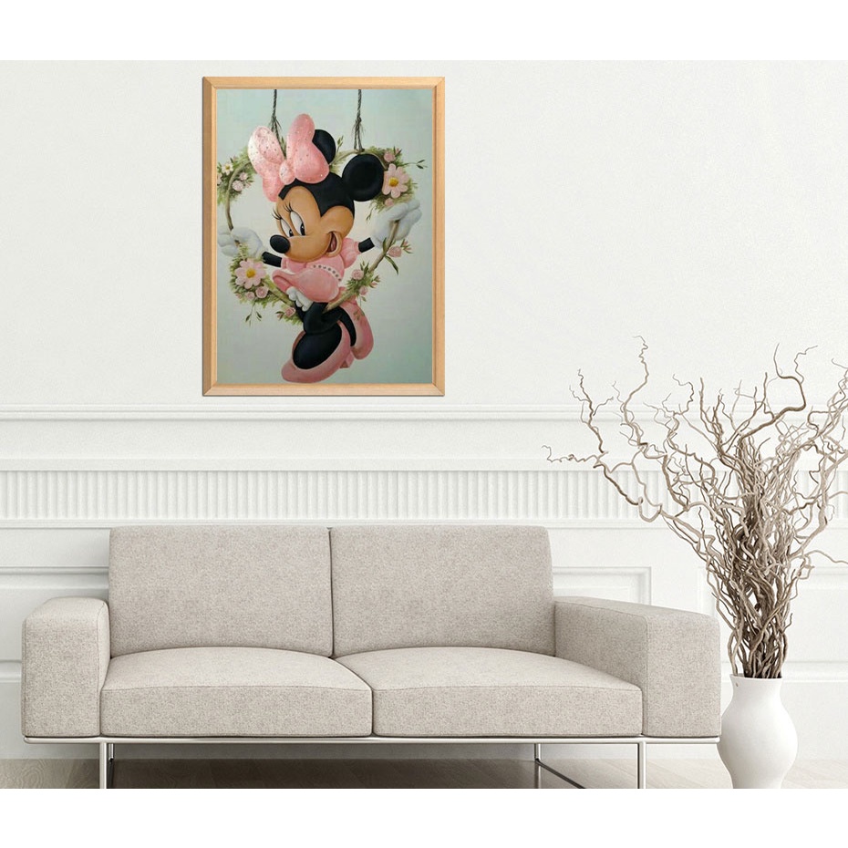 DISNEY Bộ Tranh Đính Đá 5D Tự Làm Toàn Diện Hình Tròn / Vuông Cho Người Lớn