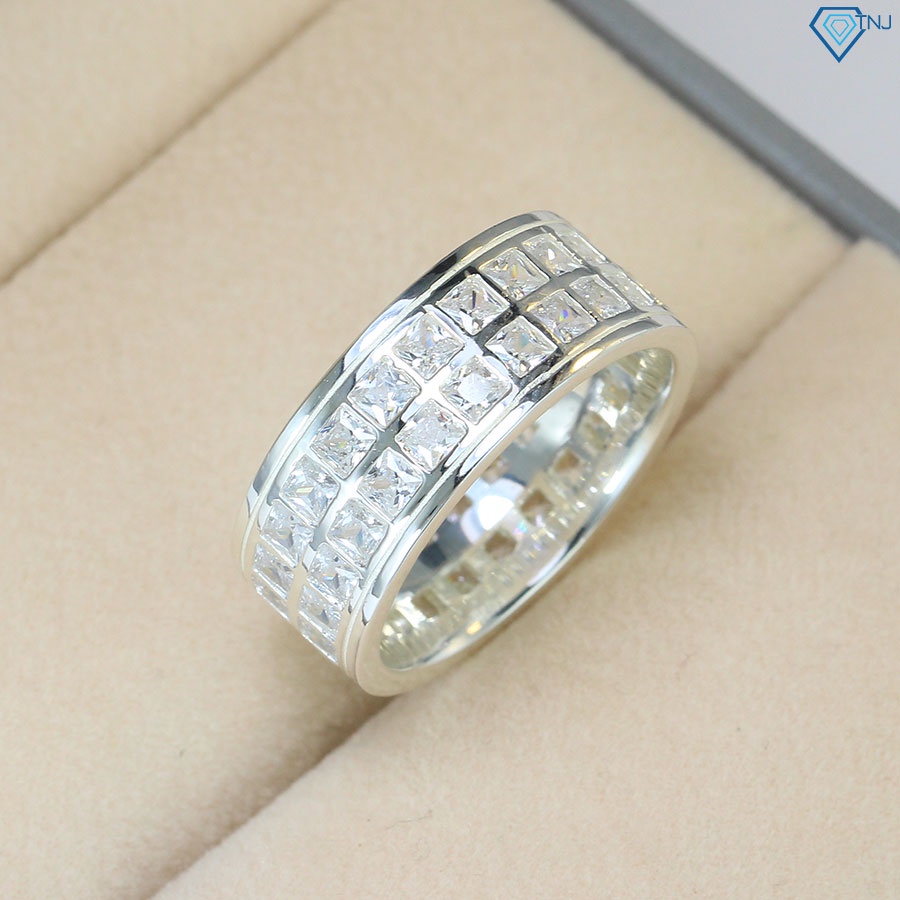 Nhẫn bạc nam bản to đính đá cá tính NNA0277 - Trang sức TNJ