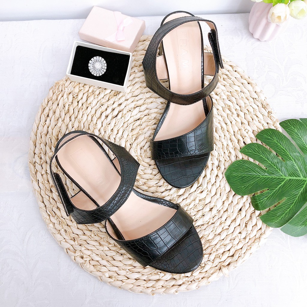Cao Gót 7P Hở Mũi Quai Dán PAMSHOES CGV61 (Size 35-39)