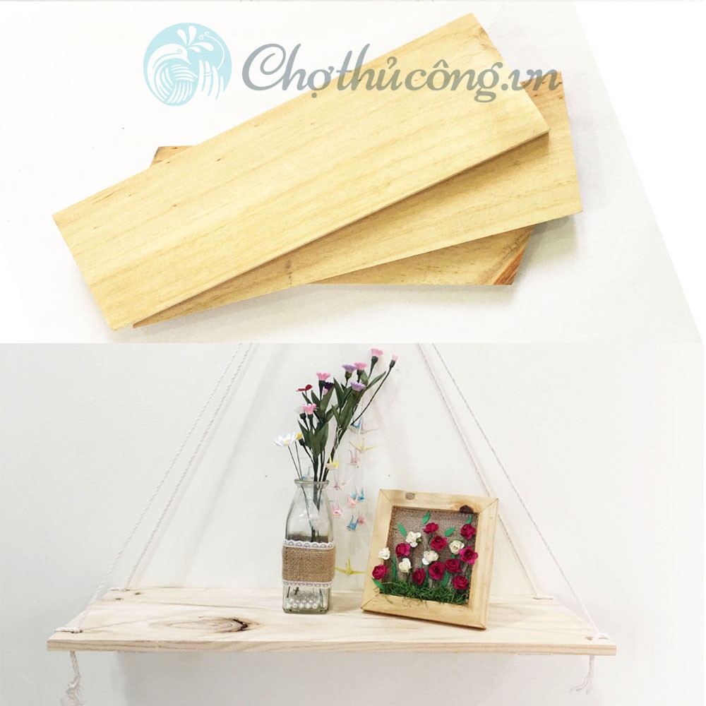 Combo 2 thanh gỗ thông làm kệ - bảng gỗ trang trí- Kệ gỗ treo tường, gỗ làm handmade khoan lỗ theo yêu cầu KT 50cm