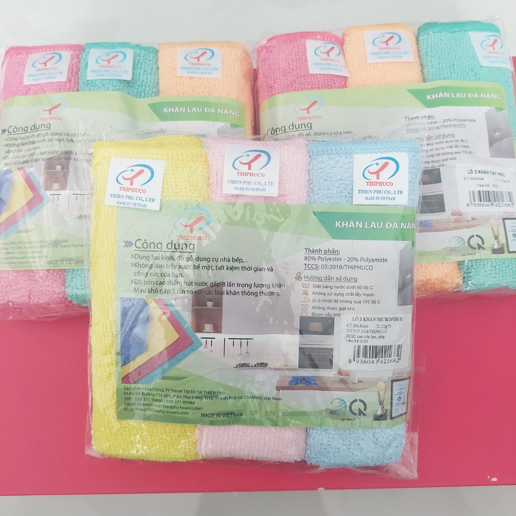 Set 3 Khăn Lau Đa Năng Xuất Hàn Microfiber M01