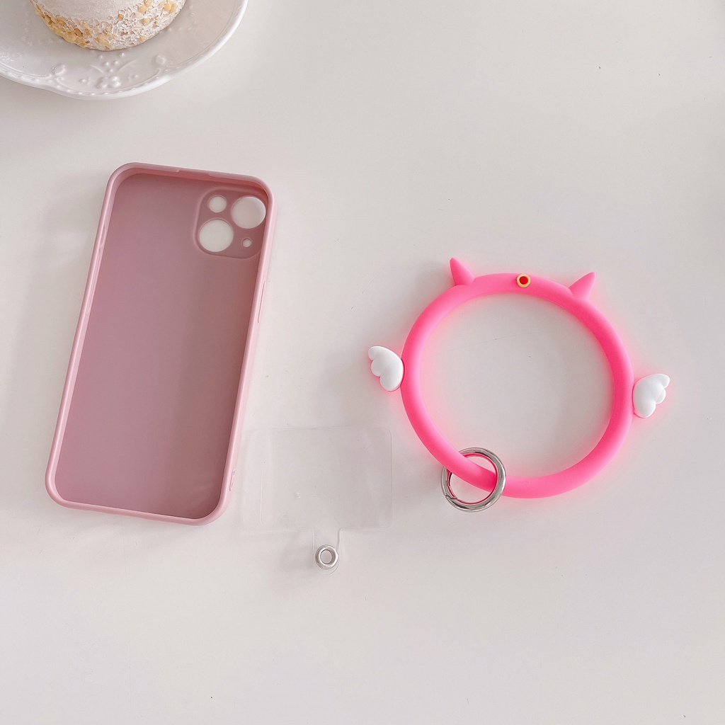 Dây Đeo Cổ Tay Kiêm Vòng Đỡ Điện Thoại Di Động Bằng Silicon Mềm Kiểu Hoạt Hình Đơn Giản Sáng Tạo Chống Rơi