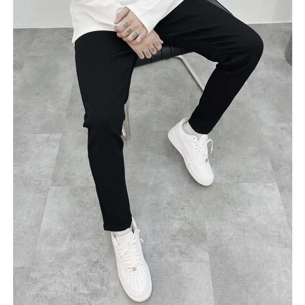 Quần Jeans Nam Đen Trơn Slimfit Form Co Giãn JNP12