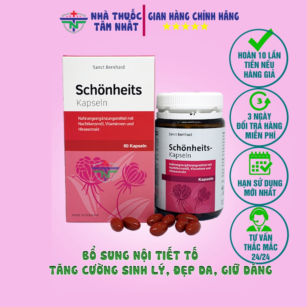 Tinh dầu hoa anh thảo Schonheits Kapseln bổ sung nội tiết tố nữ, tăng cường sinh lý nữ, đẹp da, giữ dáng