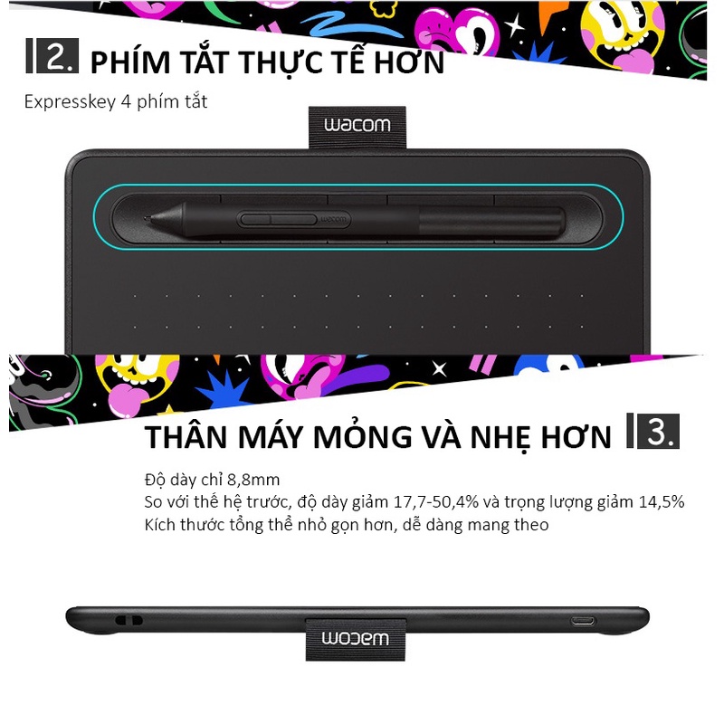 Bảng Vẽ Điện Tử Wacom Intuos CTL-4100/K0-C Kết Nối OTG Với Điện Thoại Android cao cấp + đầu OTG