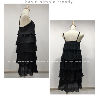 Đầm 2 dây dập ly xếp tầng basic Ulzzang trendy