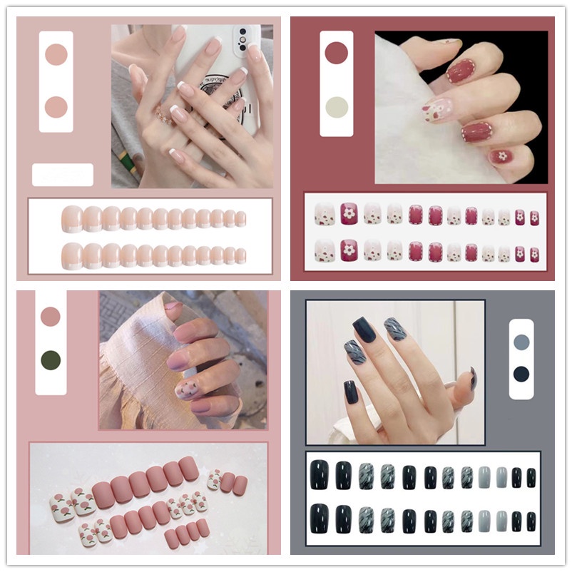 Set 24 Móng Tay Giả Trang Trí Nghệ Thuật DIY