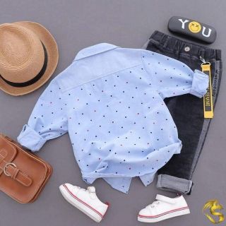 Áo sơ mi dài tay chấm bi sang trọng