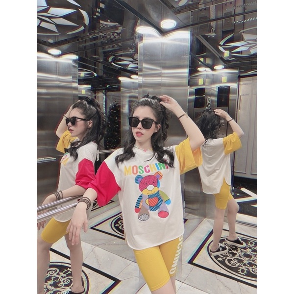 Set bộ thun ngố lửng thun cotton 100% Quảng Châu cho bạn nữ dưới 65kg - đi dạo đi chơi Tết đều được