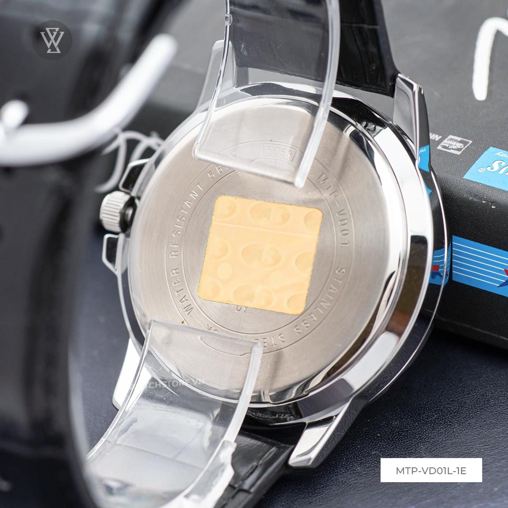 Đồng Hồ Quartz Nam Casio WATCHSTORE MTP-VD01L-1EVUDF Thiết Kế Mặt Kính Khoáng 45mm, Dây da Và Vỏ Thép Không Gỉ