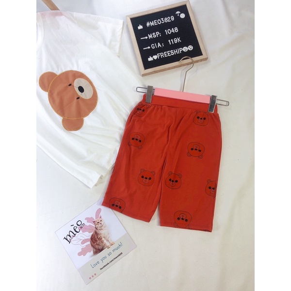 Bộ thun cotton gấu thêu nổi, form to đẹp may kĩ giá tại xưởng không qua trung gian.
