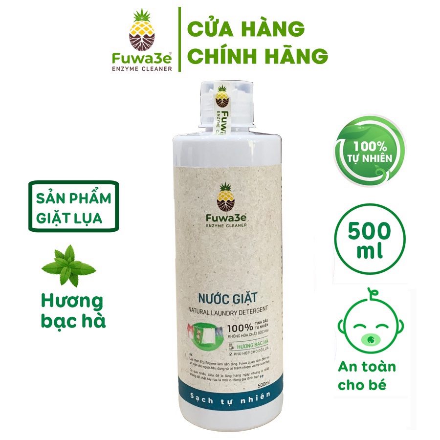 Nước giặt hữu cơ Fuwa3e chuyên giặt lụa hương bạc hà 500ml an toàn cho bé ,G-House shop