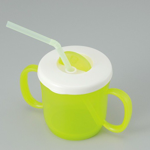 Cốc tập uống có tay cầm và lỗ cắm ống hút Baby Mug nội địa Nhật Bản