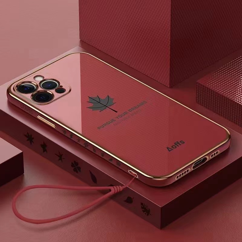 Ốp Điện Thoại Mạ Hình Lá Phong Cho Samsung A10S A20S A21S A20 A30 A11 A12 A22 A31 A50S A30S A32 A52 A72 A71 4G