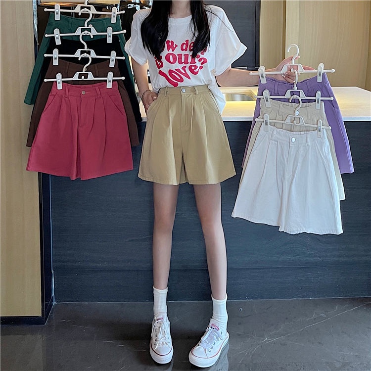 Quần Short Chữ a Lưng Cao Ống Rộng Thời Trang Cho Nữ