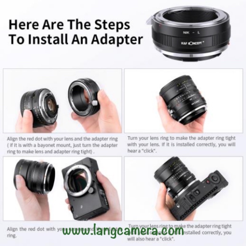 Ngàm chuyển AI- SL hiệu K&amp;F Concept (sử dụng lens Nikon trên máy Lumix, Leica, Sigma ngàm L)