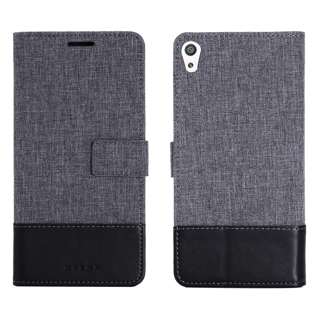 Bao da điện thoại phối vải nắp lật có ngăn đựng ví thời trang doanh nhân cho Sony Xperia X/ Xa/ Xa Ultra/ L1