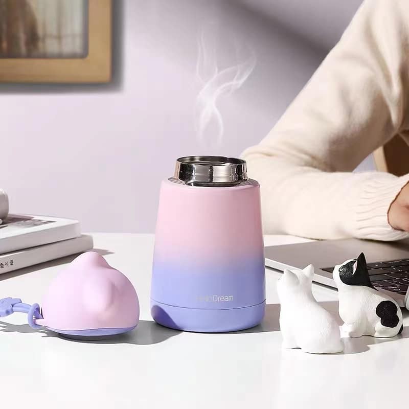 Bình giữ nhiệt mini mèo cute, 350ml nhỏ gọn cho học sinh - sinh viên, đơn giản sáng tạo xu hướng đầy cá tính