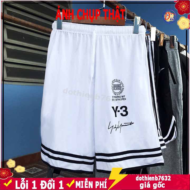 Quần Short Nam Thể Thao 3 SỌC Y3 ⚡️ GIÁ RẺ ⚡️  Quân đùi nữ Mát Nhẹ Như Không CÓ DÂY RÚT CHẤT LƯỚI MÈ S0