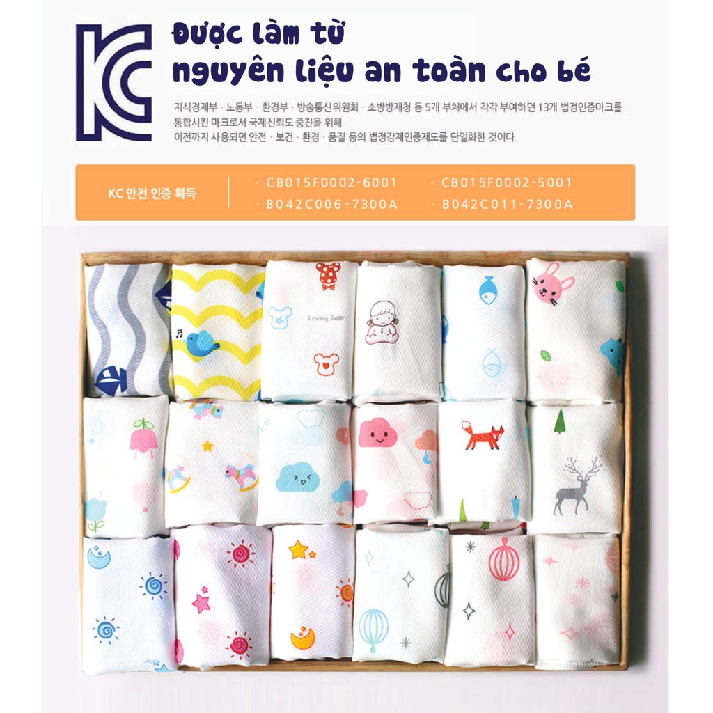 [Mua 2 tặng 1]Khăn sữa cho bé OZMAM 100% cotton tinh khiết an toàn cho bé (chính hãng Hàn Quốc)