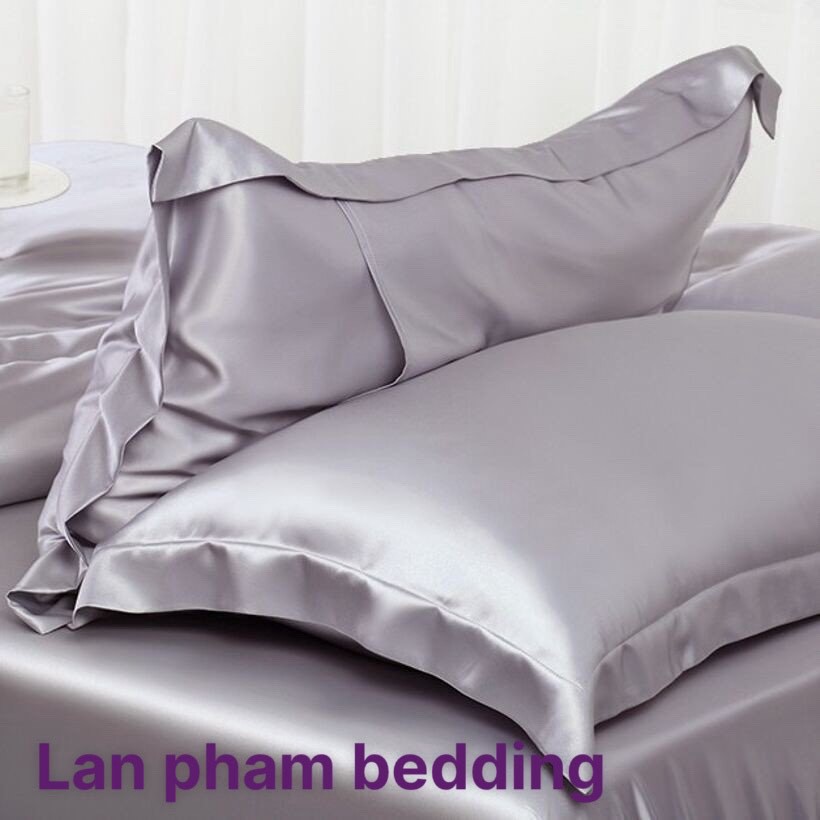 Drap Giường Ga Giường Lẻ Phi Lụa Mát Mịn - Xám - Sỉ Ga Phi Lụa