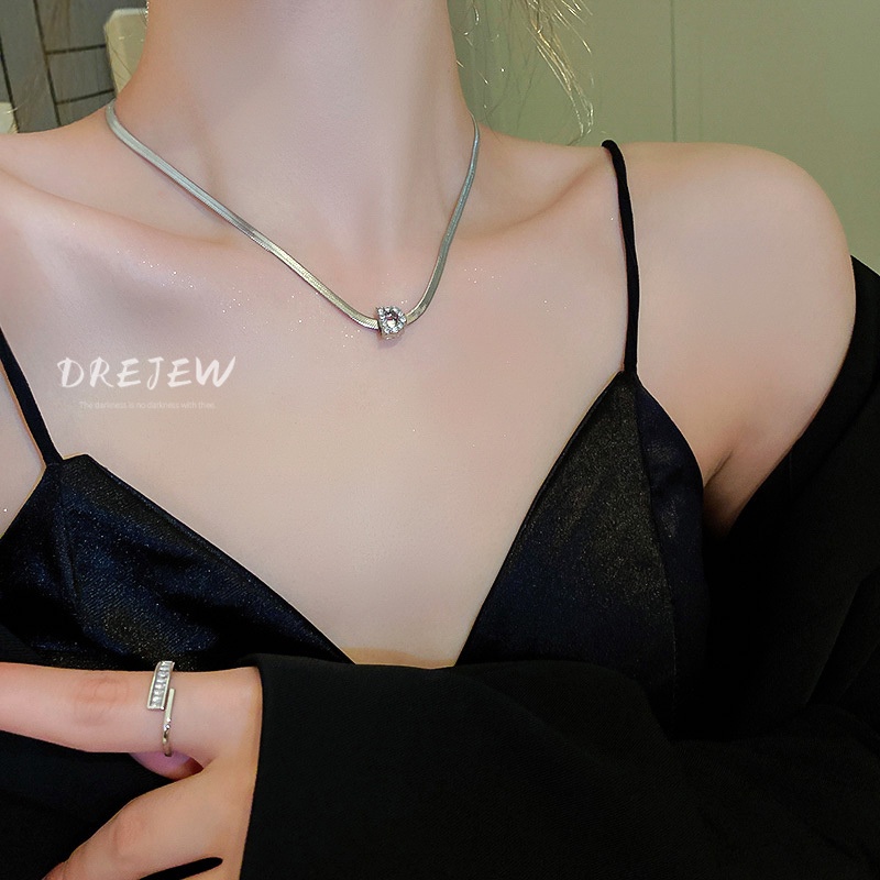 DREJEW Dây Chuyền Đính Kim Cương Giả Cao Cấp Phong Cách Hàn Quốc Cho Nữ