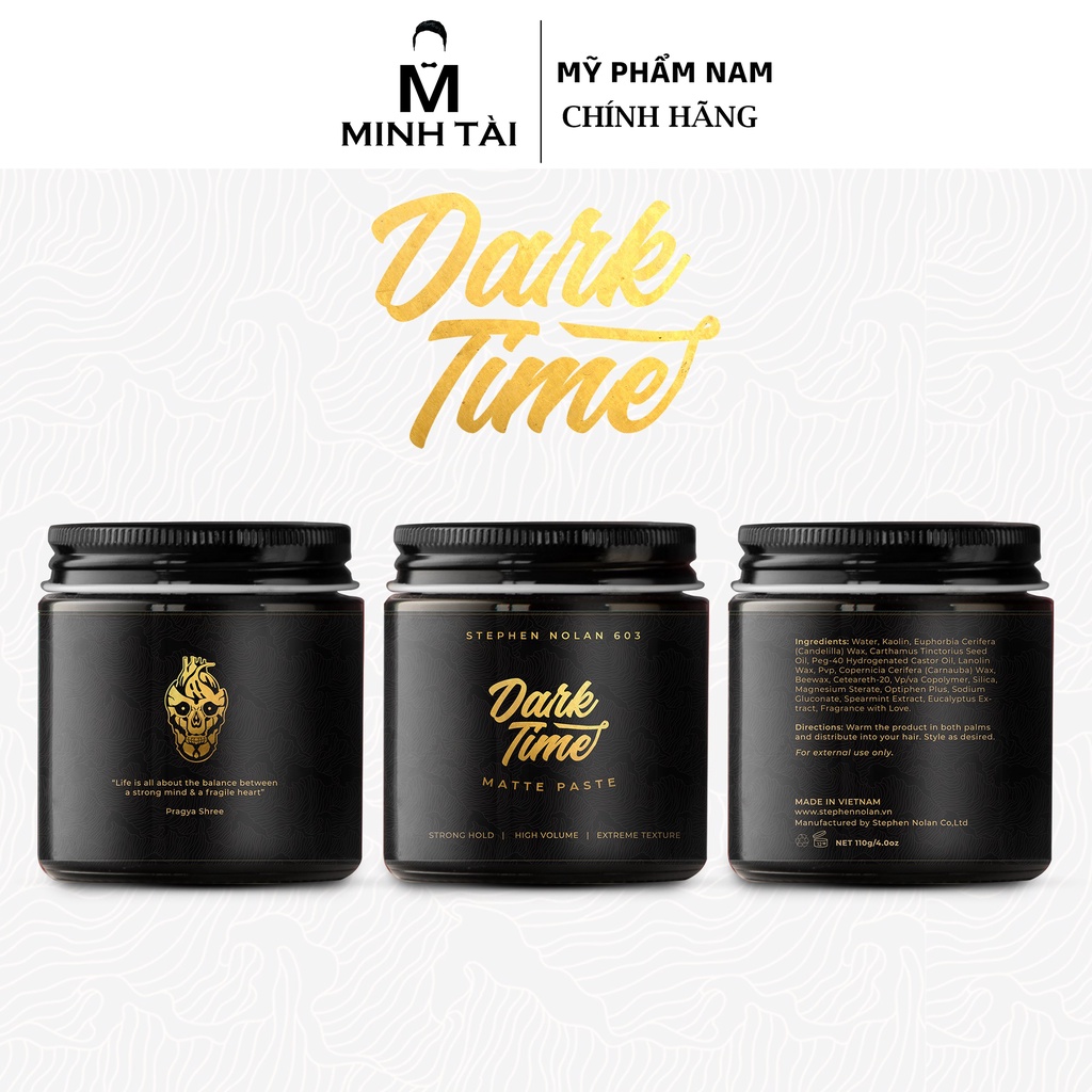 Sáp Vuốt Tóc Nam Stephen Nolan 603 Dark Time + Xịt Tạo Phồng AZENMAN Parana 3 In 1 - 20ml + Lược Chải Tóc Texture