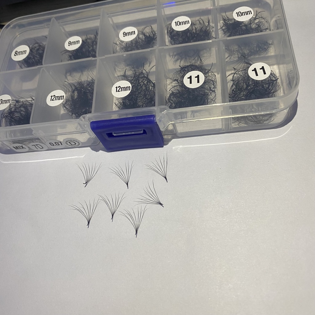 Mi FAN 7D C-CC  - D 0.07 MIX SIZE (8-&gt;13), (8-&gt;15)mm (1000fan)_dụng cụ nối mi_THÚY HÀ