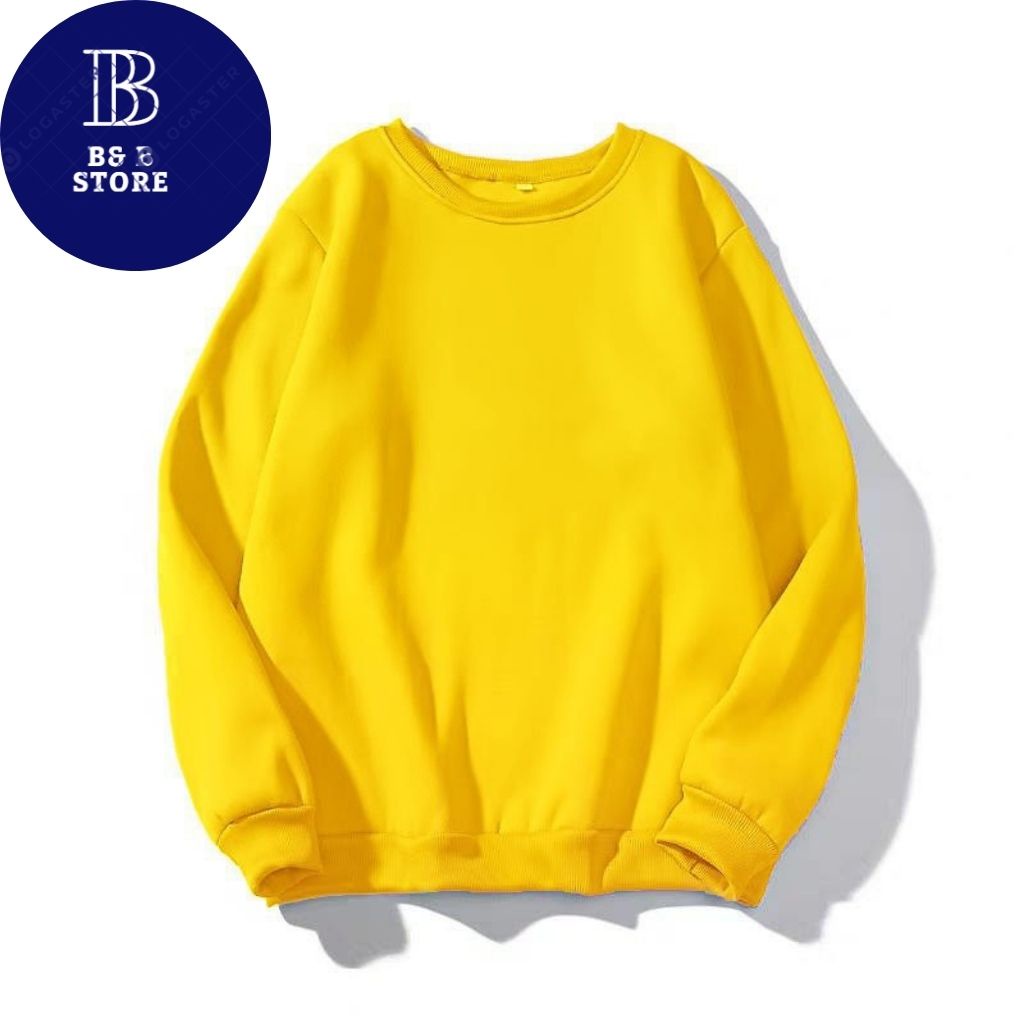 Áo sweater trơn nam nữ form rộng, áo tay dài unisex nỉ bông dày mềm mịn