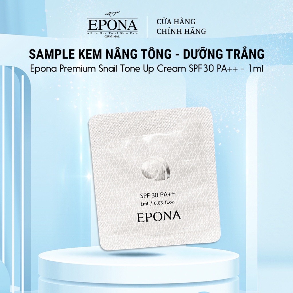 [Sample 1ml] Mẫu dùng thử Kem Dưỡng Trắng Nâng Tone Epona Premium Snail Tone Up Cream SPF 30 PA++ 1ml