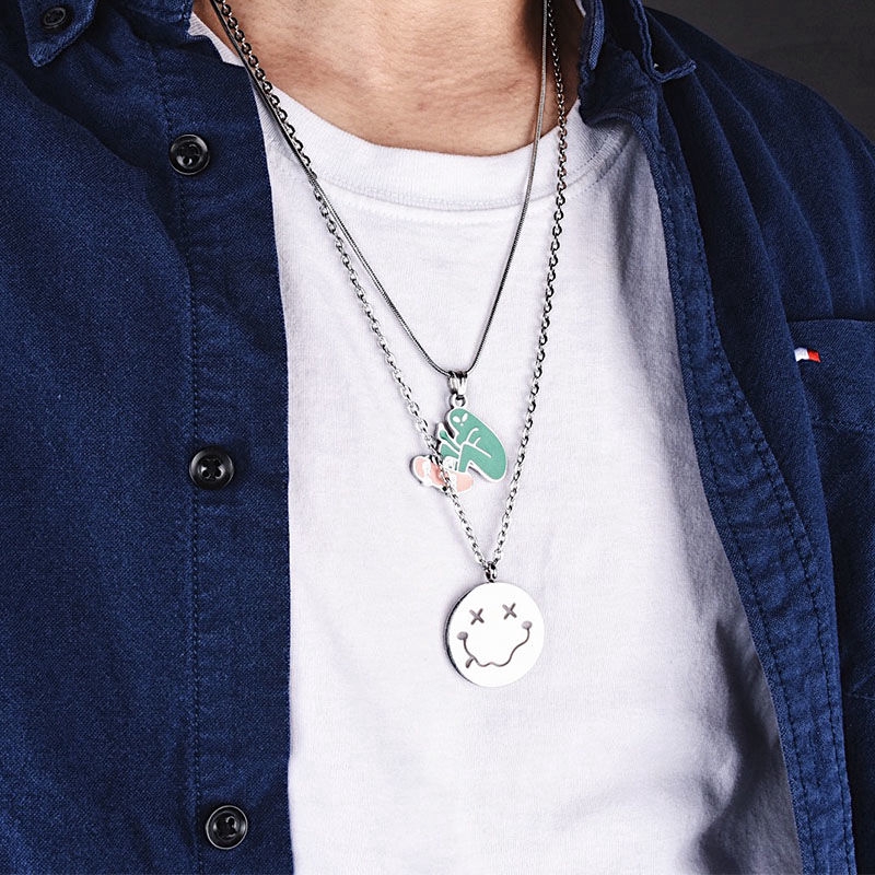 Dây chuyền mặt hình mặt cười phong cách hip hop vui nhộn cá tính