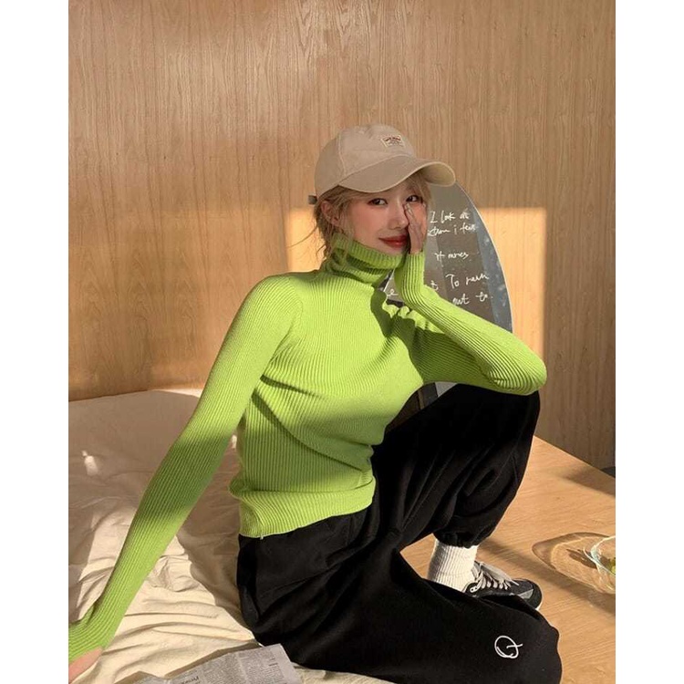 Áo Len Dài Tay Cổ Lọ Thời Trang Hàn Quốc Cho Nữ