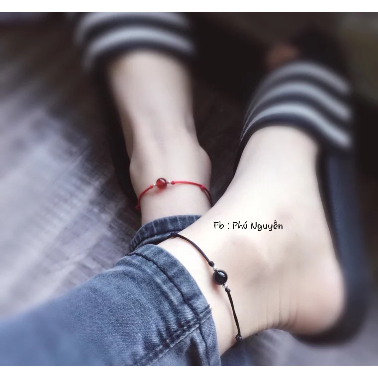 Vòng Đôi Lắc Chân Bi Bạc Đá Phong Thủy ( Ghi chú size cổ chân )