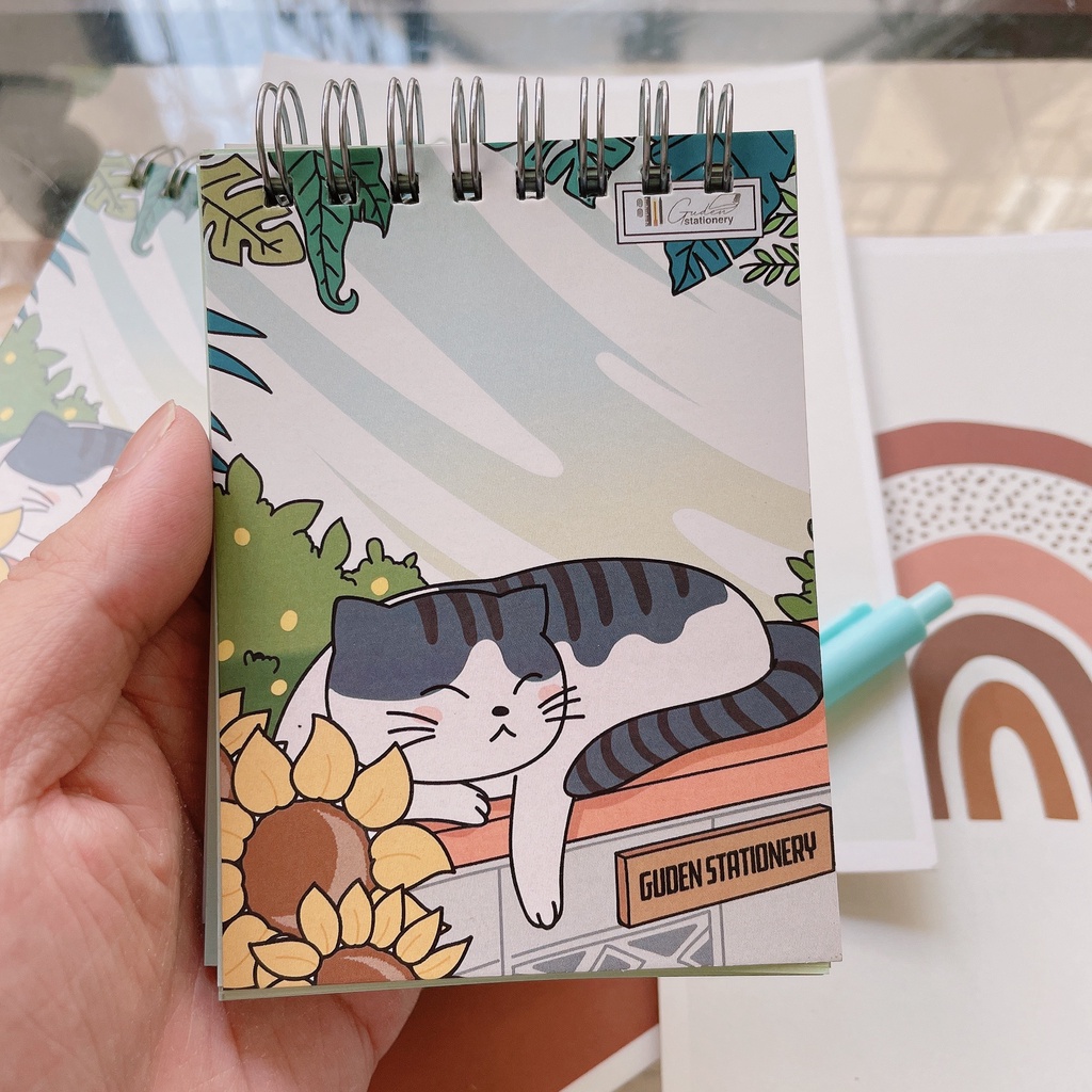 Sổ tay Mini To-do list cỡ A7 mèo Nhật Bản xanh lá_Guden Stationery