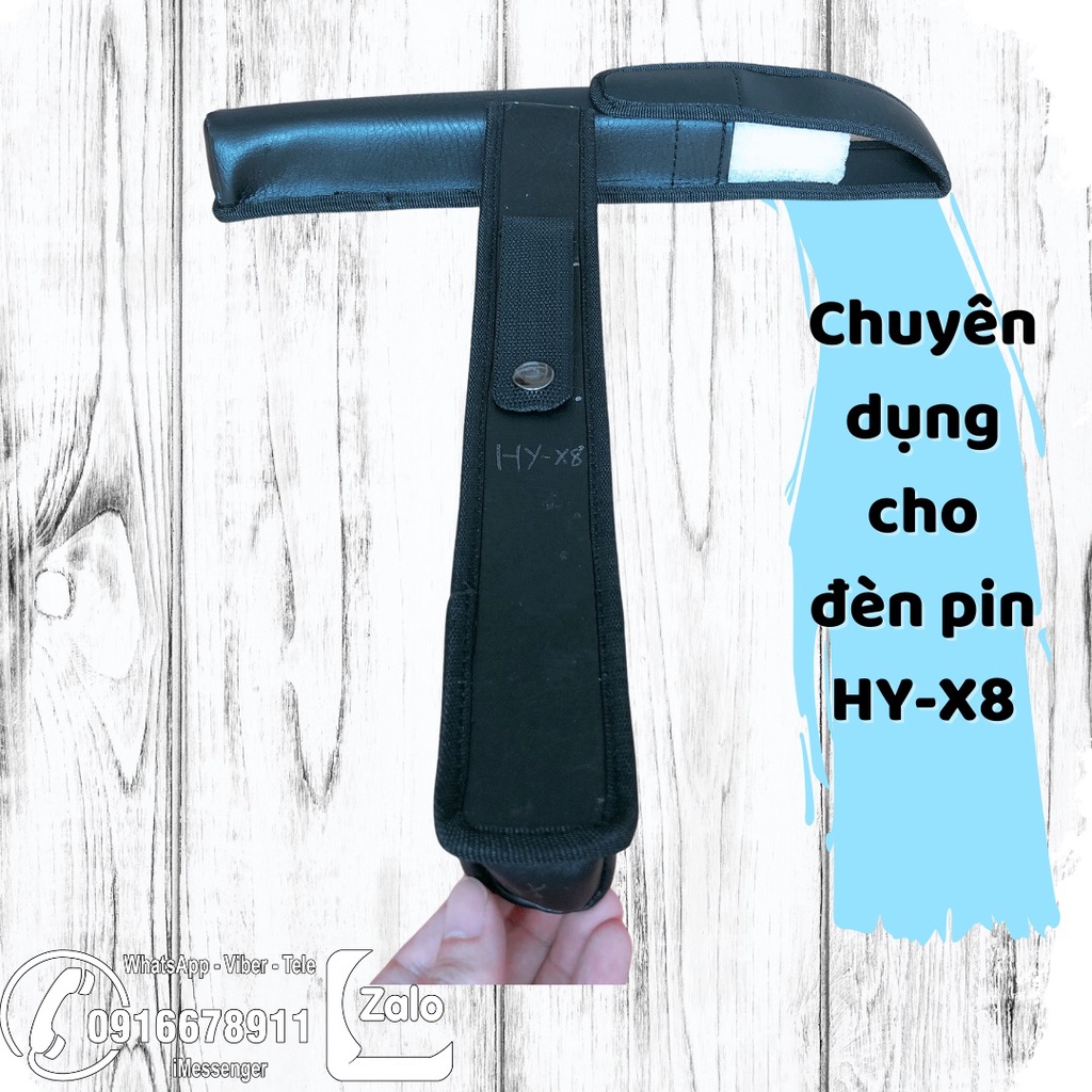 Bao đèn pin HY X8 bằng da PU màu đen. Bao đựng đèn pin Huoyi HY-X8