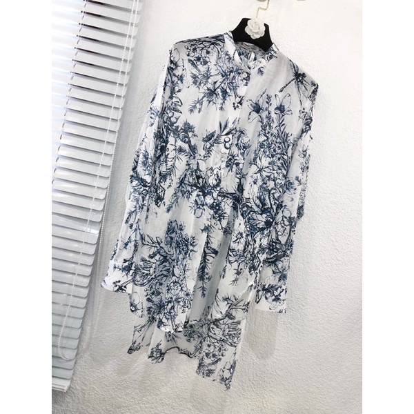 Áo sơ mi nữ dài tay form rộng cao cấp thương hiệu Dior CD mẫu mới cho mùa hè 2022